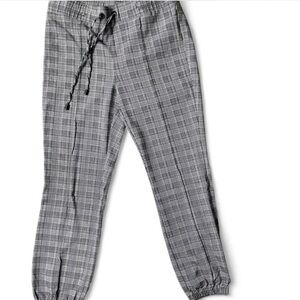 Retrology Plaid Pintuck Jogger Pants Casual Drawstring Waist